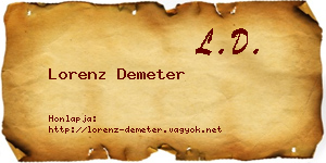 Lorenz Demeter névjegykártya